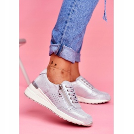 Vinceza Încălțăminte sport pentru femei Adidași Piele Argint FT20-8675 Better Way gri 2