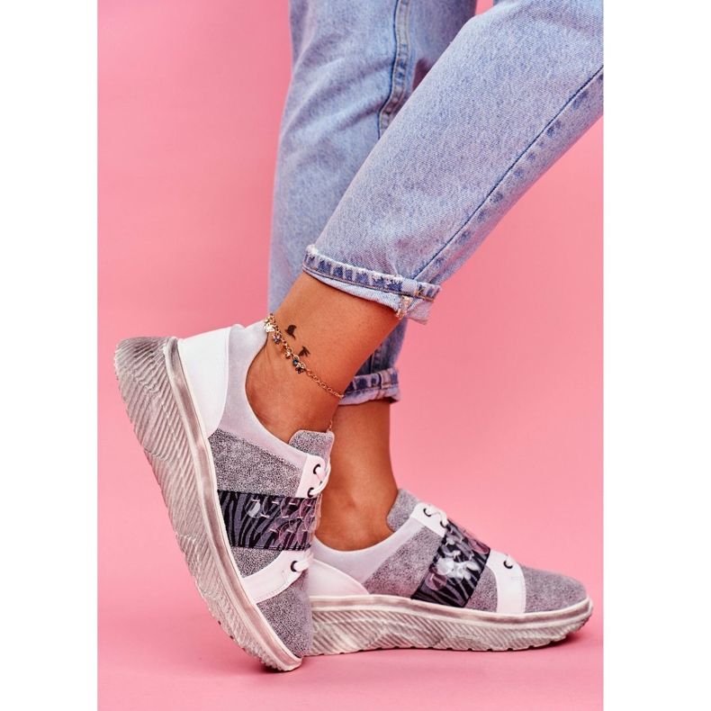 Încălțăminte sport Adidași din piele pentru femei Maciejka 04448-03 alb gri 1 Încălțăminte sport Adidași din piele pentru femei Maciejka 04448-03 alb gri 1