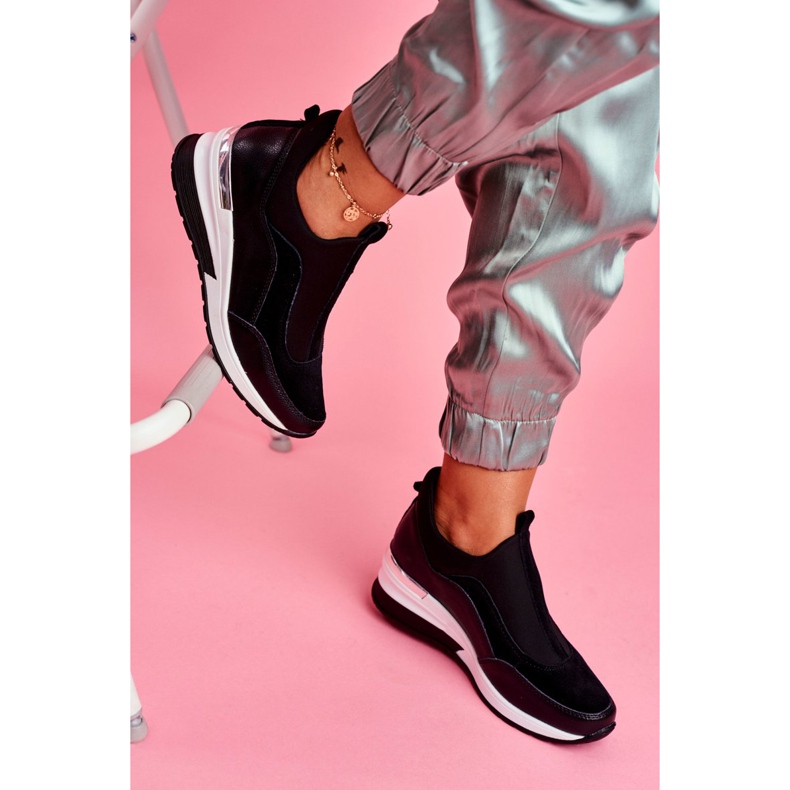 Vinceza Încălțăminte din piele cu alunecare sport pentru femei, negru SG20-7769 Alătură-te nouă 2