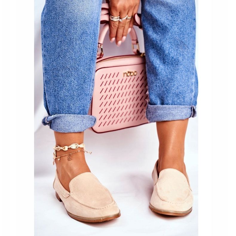 PS1 Brogues pentru femei Slip On Suede Beige Twinky bej 1