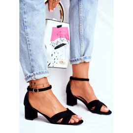 SEA Sandale din piele de căprioară pe o bară Nela Neagră negru 1