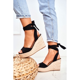 FRID Sandale pentru femei pe espadrile cu pană Negru Ollie 1 FRID Sandale pentru femei pe espadrile cu pană Negru Ollie 1