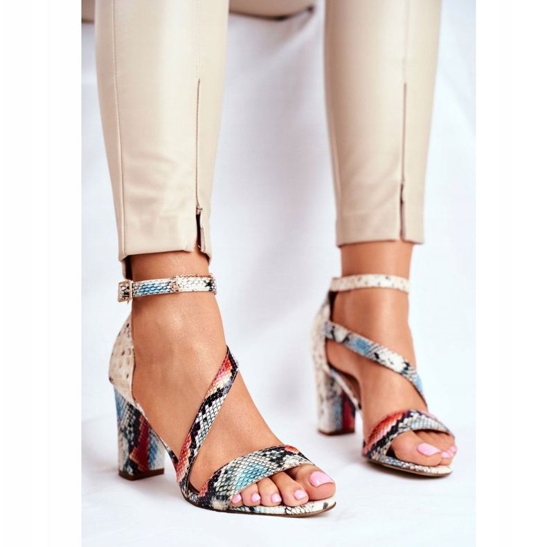Sandale pentru femei cu toc înalt Sergio Leone Red Snake SK870 roșu multicolor 1
