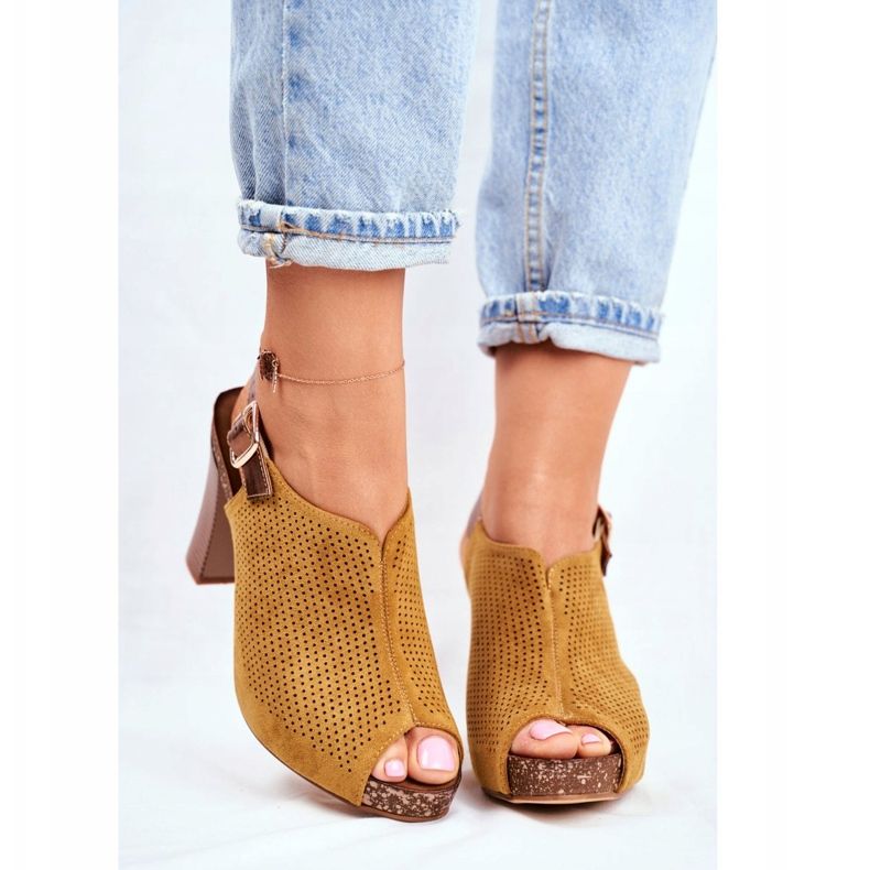 Sandale dama cu toc înalt Sergio Leone SK855 Galben Senillo 2