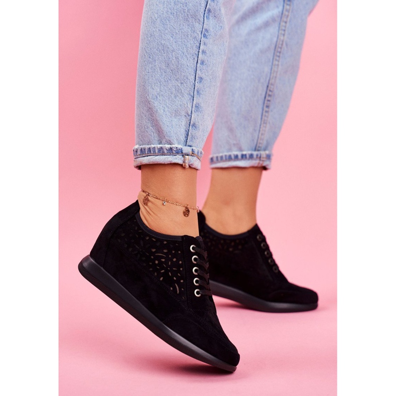 Adidași de damă Sergio Leone Openwork Black PB122 negru 1