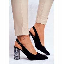 Pompe de damă cu toc deschis Sergio Leone Black Snake PB218 negru 1