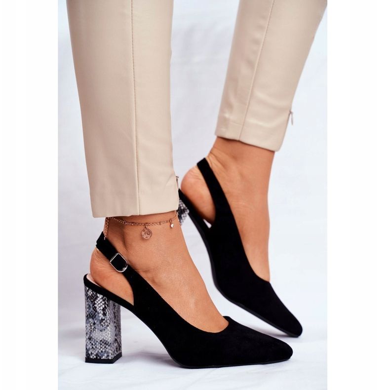 Pompe de damă cu toc deschis Sergio Leone Black Snake PB218 negru 1