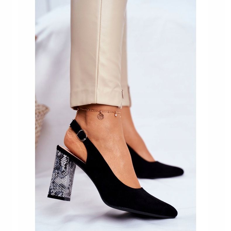 Pompe de damă cu toc deschis Sergio Leone Black Snake PB218 negru 2