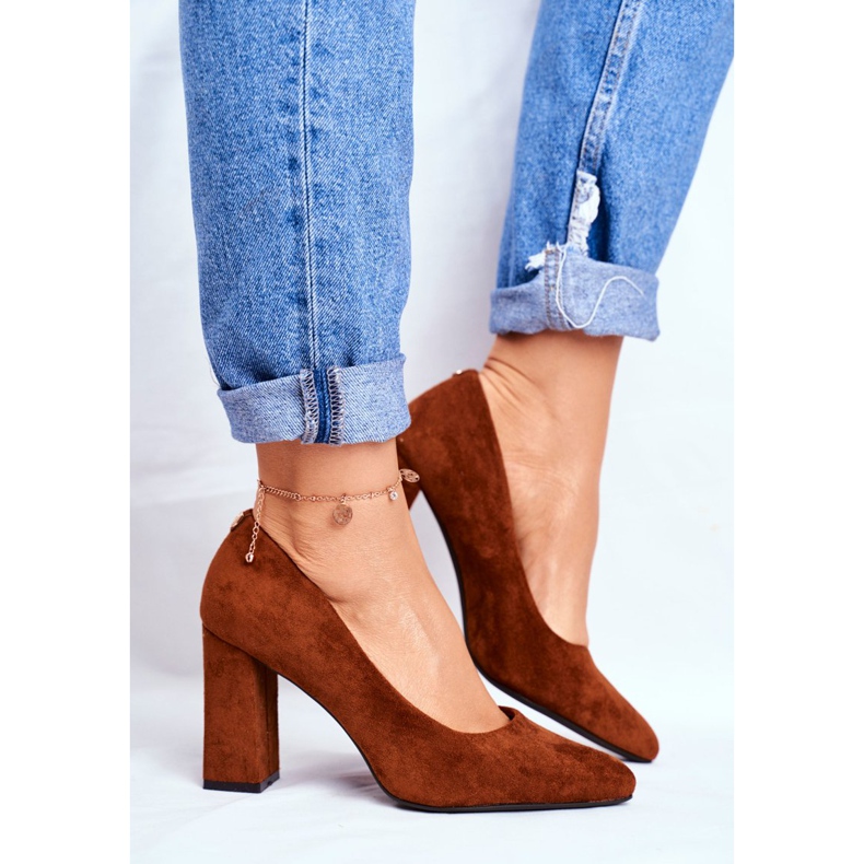 Pompe de damă pe toc Sergio Leone Camel PB216 maro 2