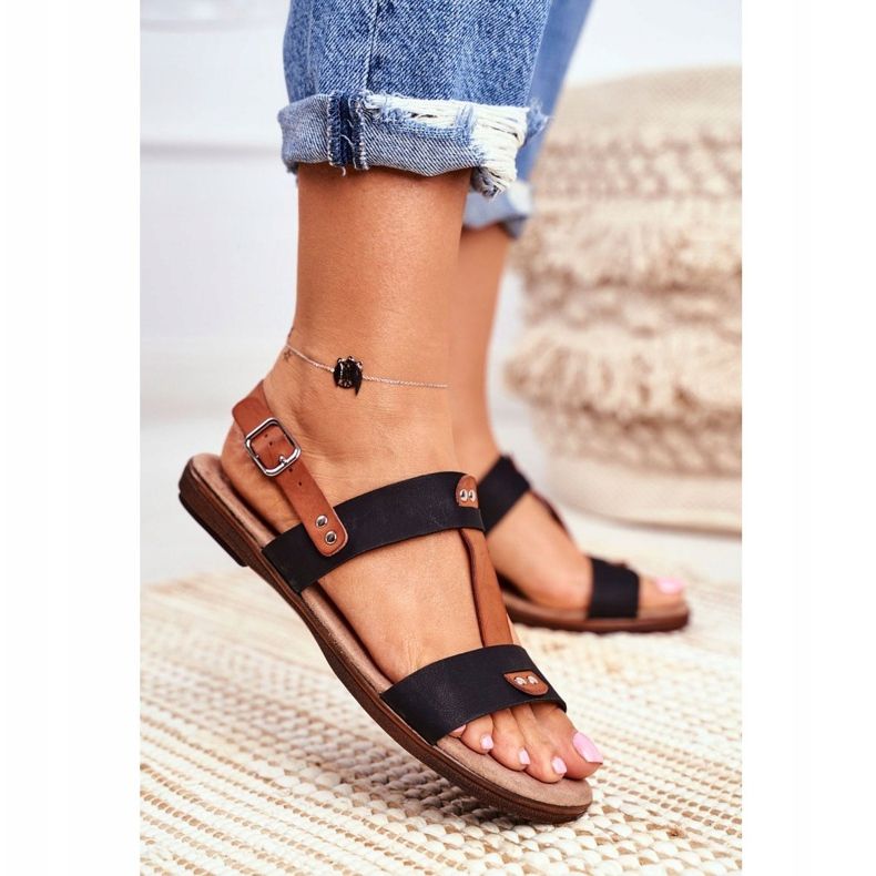 EVE Sandale de damă elegante 20SD35-0307 Negru Renna 1