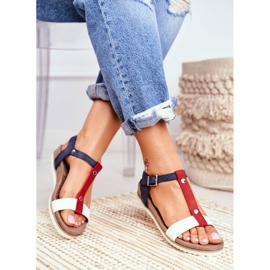 EVE Sandale de damă în formă de plat 8SD35-0306 Blue Navy Dubi maro albastru marin 2