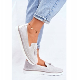 EVE Mocasini de damă Piele Argintiu Amore Mio gri 1