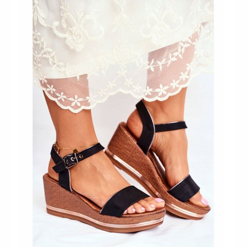 EVE Sandale de damă On Wedge Black Monroe negru 2