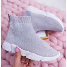 FRROCK Pantofi sport pentru tineret copii Brocart argintiu Deva gri 1