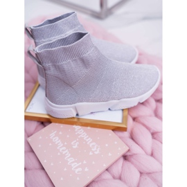 FRROCK Pantofi sport pentru tineret copii Brocart argintiu Deva gri 2