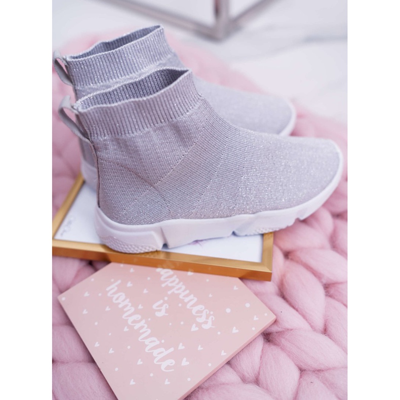 FRROCK Pantofi sport pentru tineret copii Brocart argintiu Deva gri 2