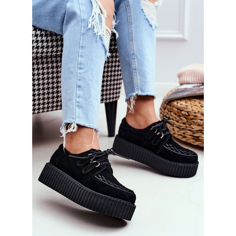Smith's Creepers din piele neagră de pe platforma Gocain negru 1