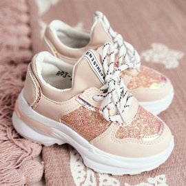 FRROCK Pantofi sport pentru copii cu matylda roz sclipici 1