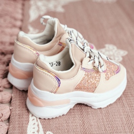 FRROCK Pantofi sport pentru copii cu matylda roz sclipici 2