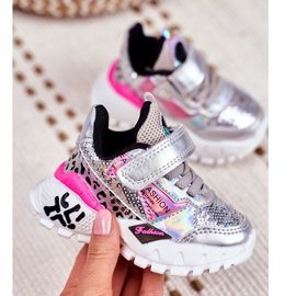 FRROCK Pantofi sport pentru copii cu velcro argintiu Fii fericit gri 2