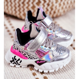 FRROCK Pantofi sport pentru copii cu velcro argintiu Fii fericit gri 1
