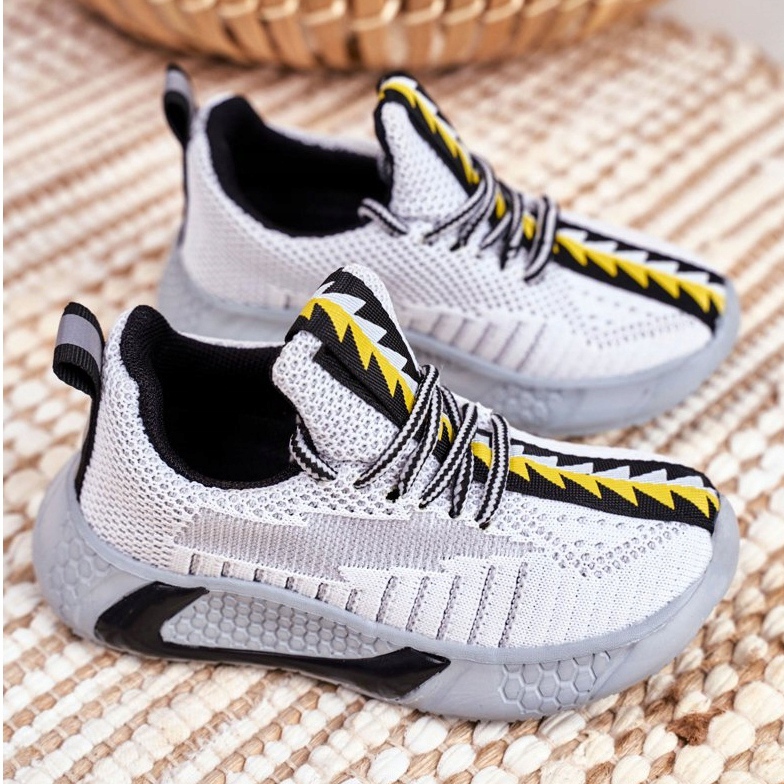 FRROCK Încălțăminte sport Cusătură gri și albă pentru copii 2