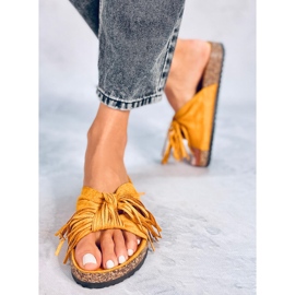 Papuci de damă boho pentru femei CK136P Galben 2