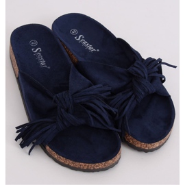 Papuci boho pentru femei bleumarin CK136P D.BLUE albastru marin 1