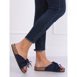 Papuci boho pentru femei bleumarin CK136P D.BLUE albastru marin 2
