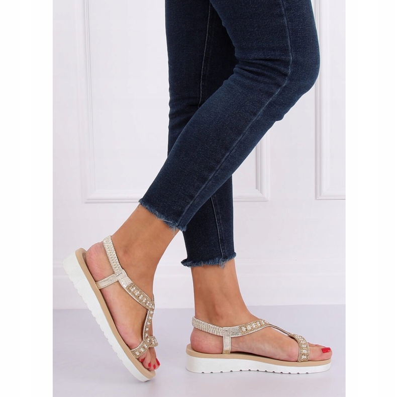 Sandale aurii pentru femei HD-129 Gold de aur 2