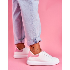 SEA Încălțăminte sport de damă albă cu toc roz Milly 1