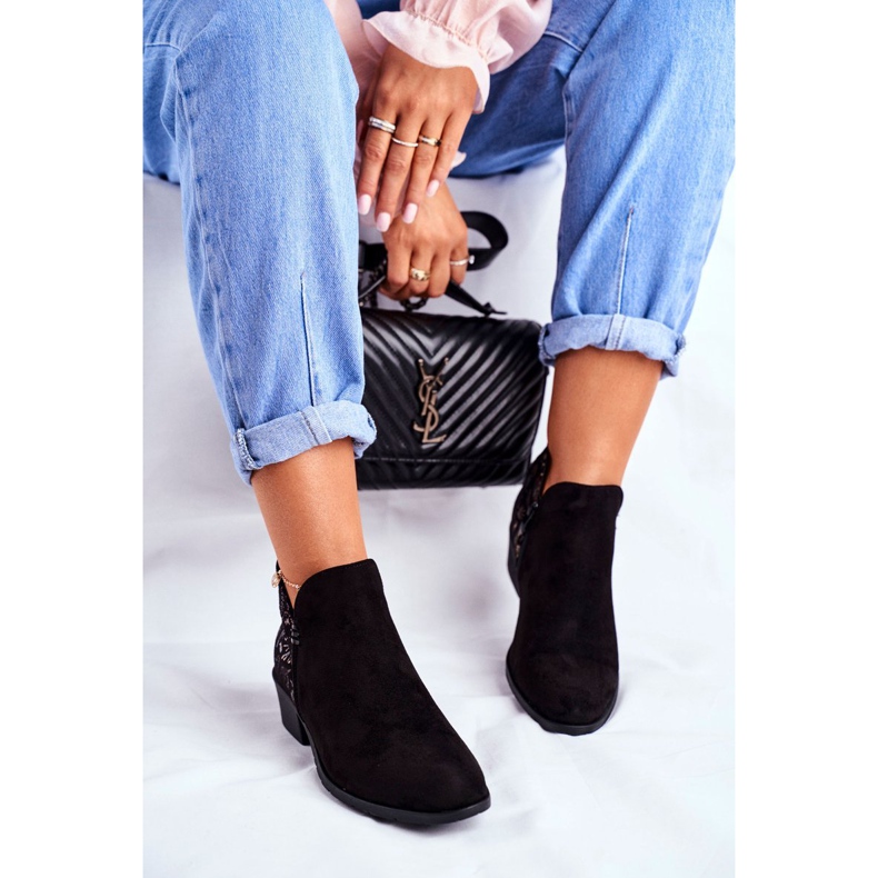 Cizme de damă pe toc plat Primăvară negru Elizabeth 1