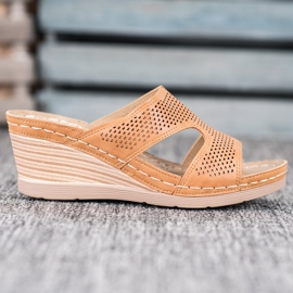 GOLL Papuci ușori cu pană maro 2