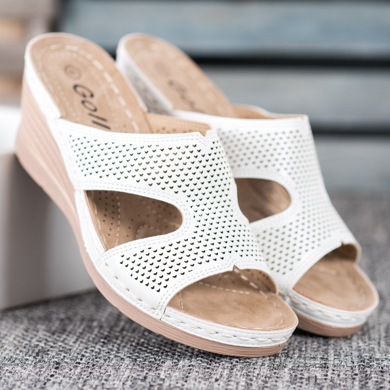 GOLL Papuci ușori cu pană alb 2