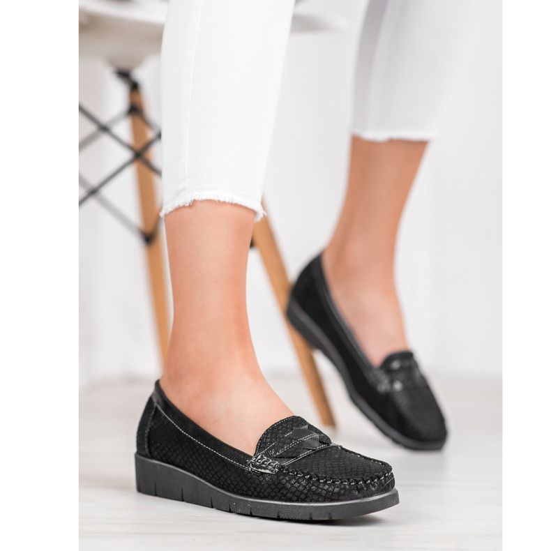 SHELOVET Mocasini textile negru 1