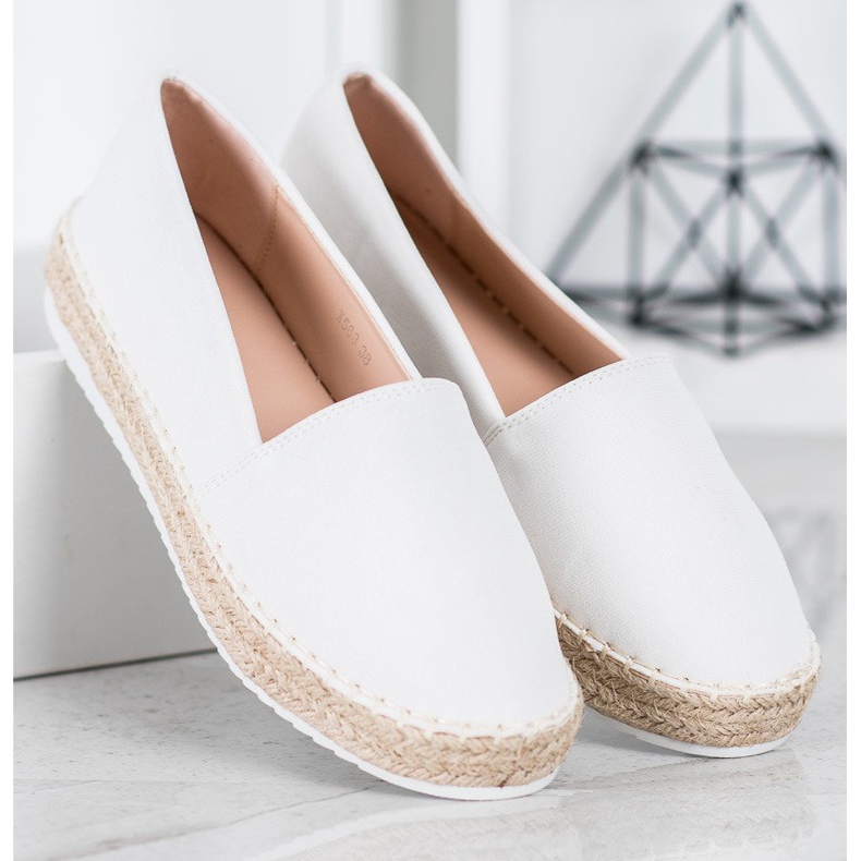 Small Swan Espadrile textile alb 1