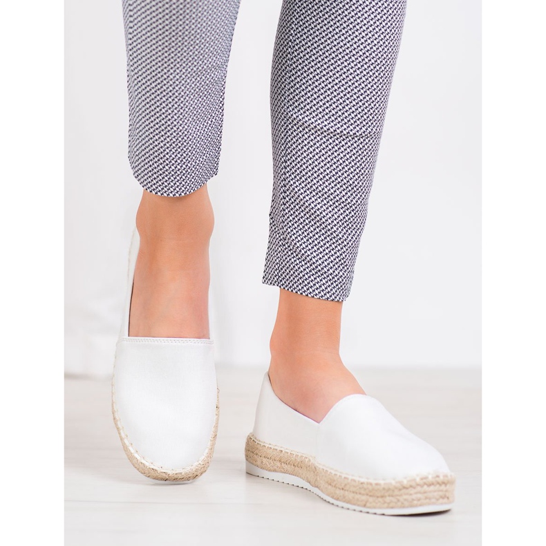 Small Swan Espadrile textile alb 2