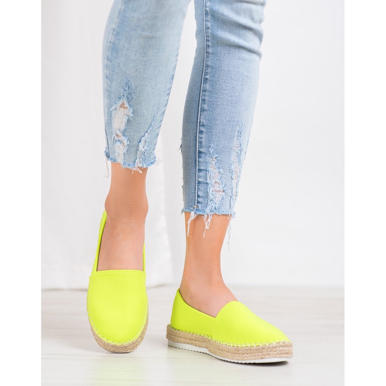 Small Swan Espadrile textile verde galben 1