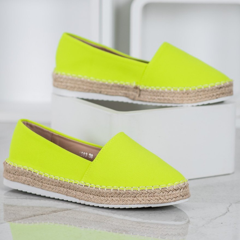 Small Swan Espadrile textile verde galben 2