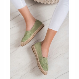 Small Swan Espadrile din piele intoarsa cu dantela verde 1