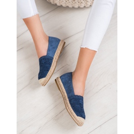 Small Swan Espadrile din piele intoarsa cu dantela albastru 1