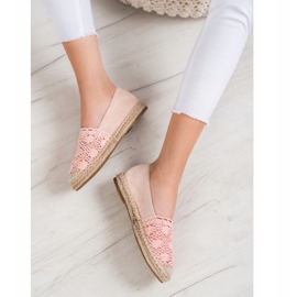 Small Swan Espadrile din piele intoarsa cu dantela roz 1