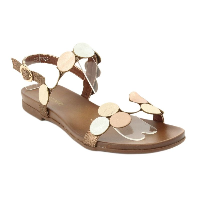 M.Daszyński Sandale roți aurii Daszyński MR1958-1 maro argint de aur 1