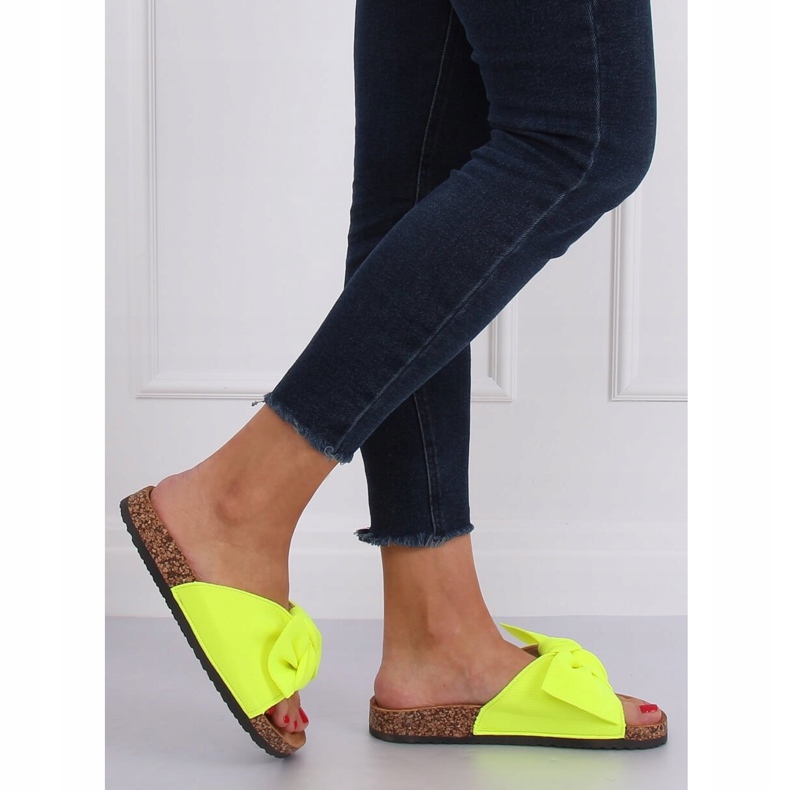 Papuci neon CK108 pe talpa de plută galben 1