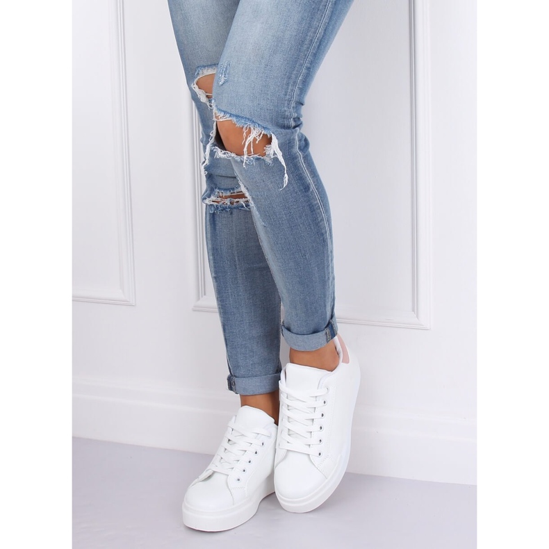 Adidași de damă albi 85-428 ALB / ROSU roz 1