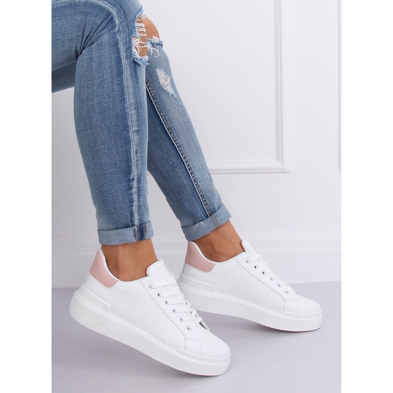 Adidași de damă albi 85-428 ALB / ROSU roz 2