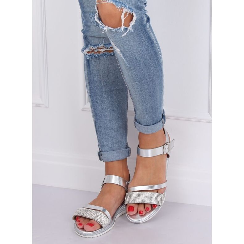 Sandale argintii pentru femei D-118 Argintii gri 1