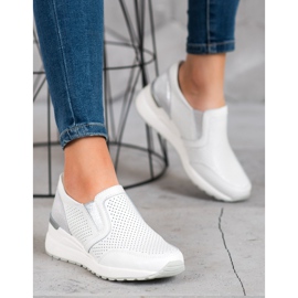 Filippo Slipons din piele ajurată alb gri 2