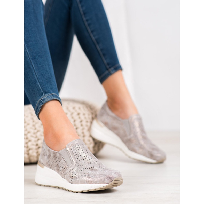 Filippo Slipons din piele ajurată maro galben 1