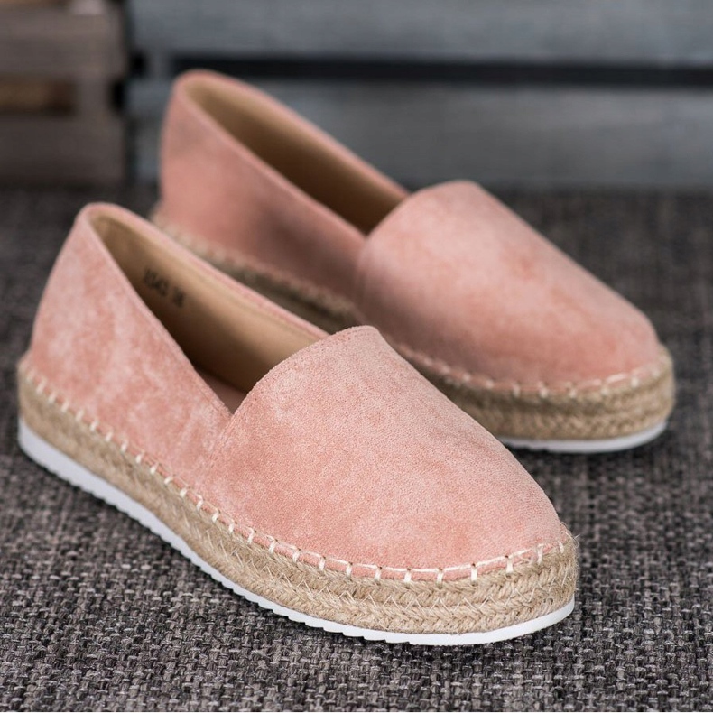 Small Swan Espadrile din piele de căprioară roz 1